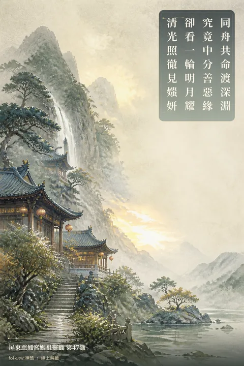 同舟共命渡深淵｜屏東慈鳳宮媽祖靈籤第47 籤｜神酷